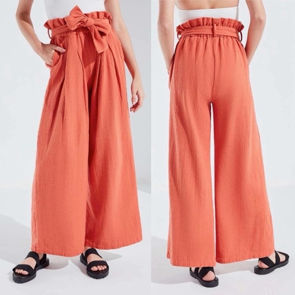 Urban Outfitters Cotton UO Bennie Paperbag Wide-Leg Pant in Orange Large - Picture 4 of 15